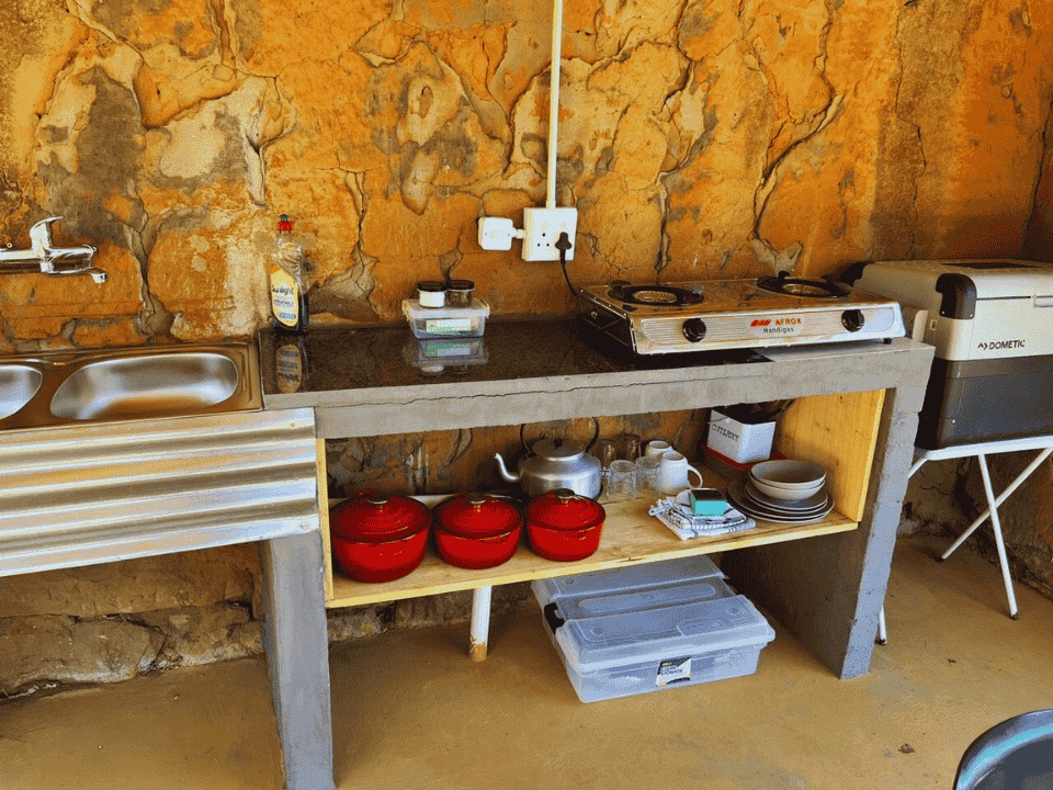 View of Outdoor Kitchen at Fred's Stone Cottage